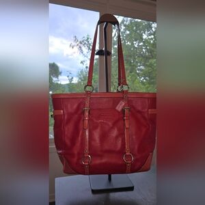 Coach Gallery East West F12343 Red Leather Handbag Purse Vintage Y2K